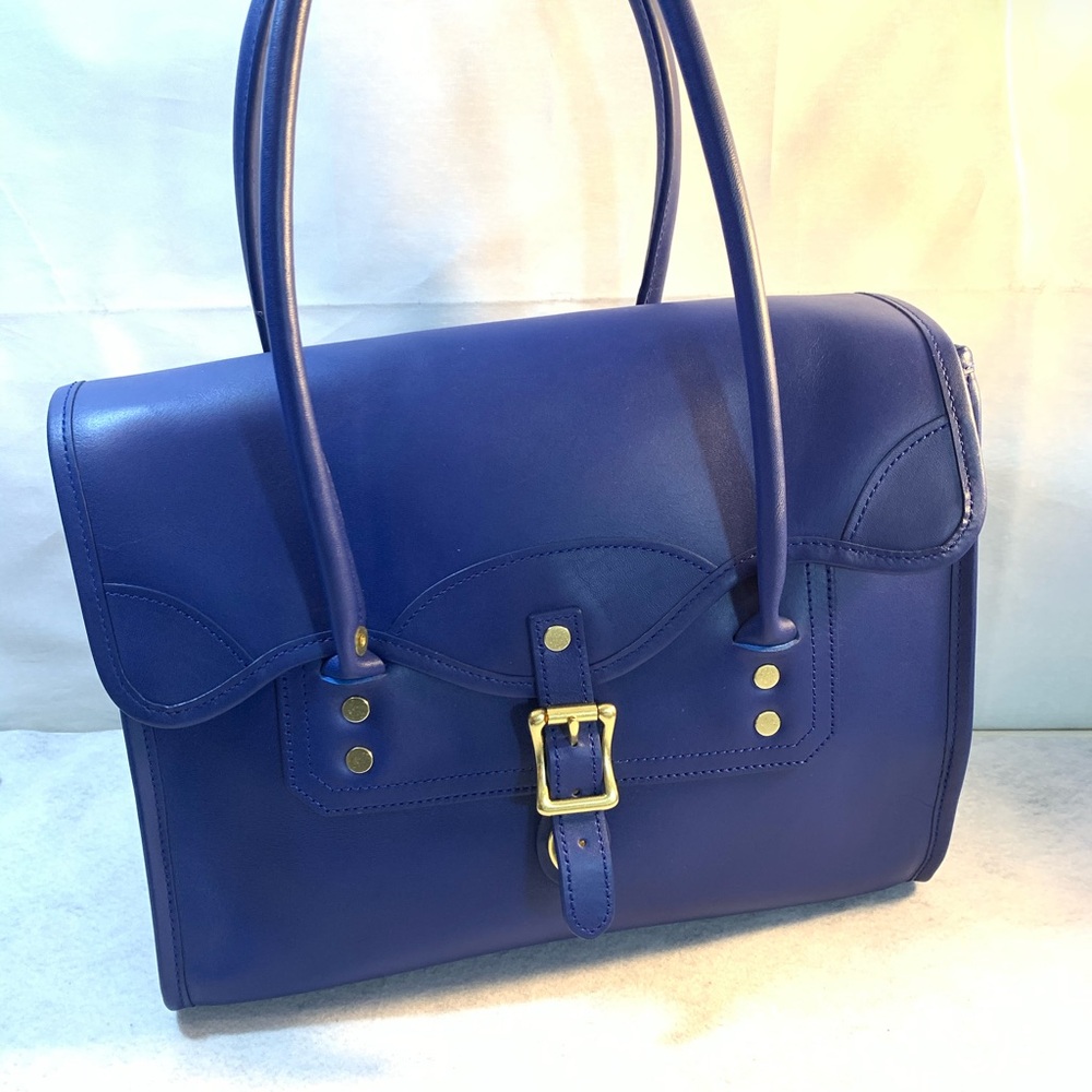 The JW Hulme Daly Blue Full Grain Leather Satchel Handbag